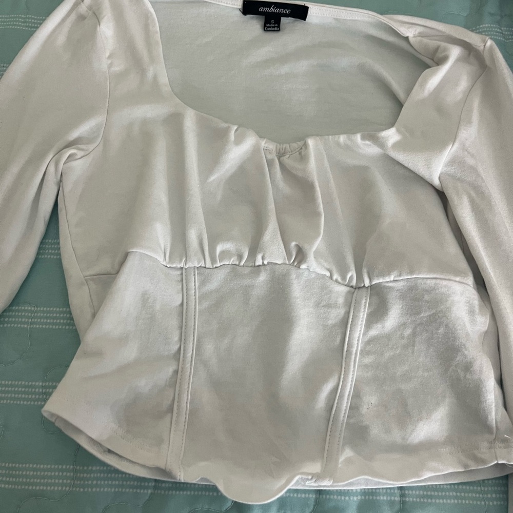 Ambiance White Fitted Bustier Blouse